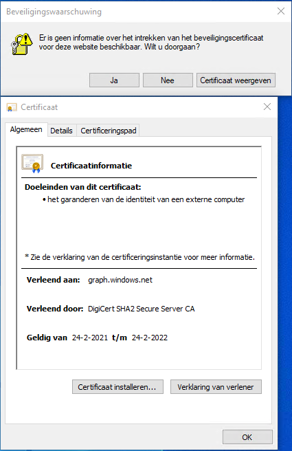 Missing information on security certificate retraction