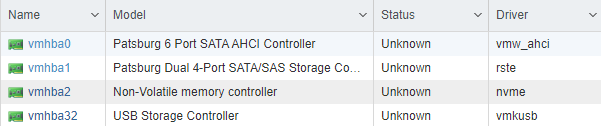 Storage adapters with vmw_ahci enabled