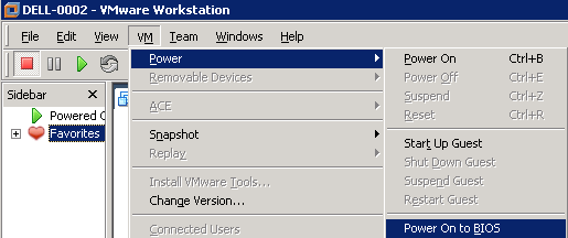 VMware Workstation 6.5.3 power-on to BIOS